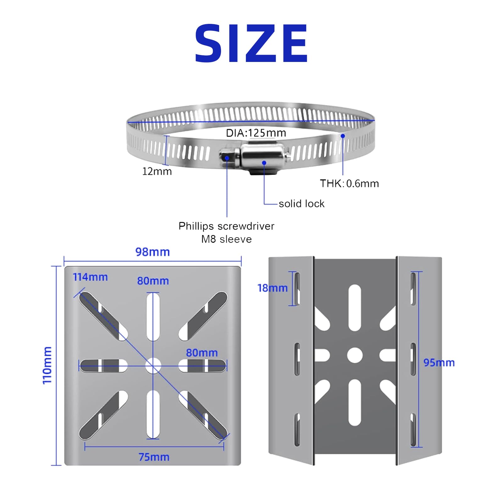 WiTi Universal Vertical Pole Mount For Security Camera, Solid Metal Bracket With Loops, Suitable For CCTV Cameras(Medium Size - View #2
