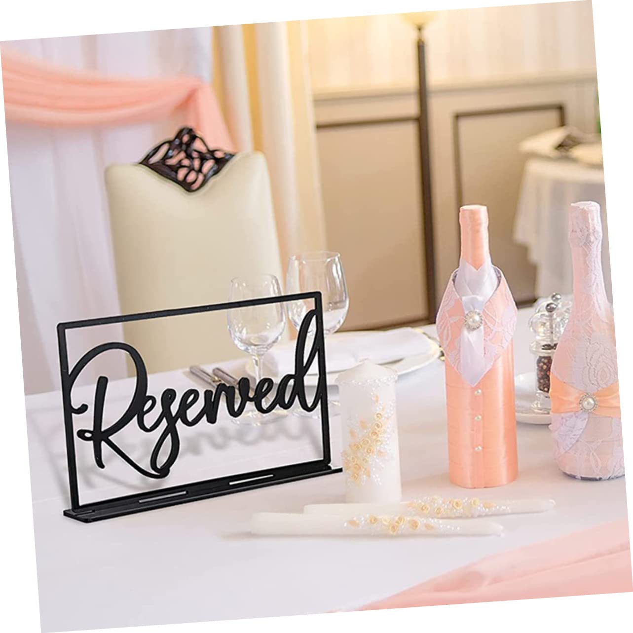 Amosfun 12 Piezas Tablero De Reserva De Asientos Titular De Tarjetas De Lugar De Bodas Letreros Decorativos De Asientos Reservados Signo Reservado De Boda Signos De Mesa Black Acrílico