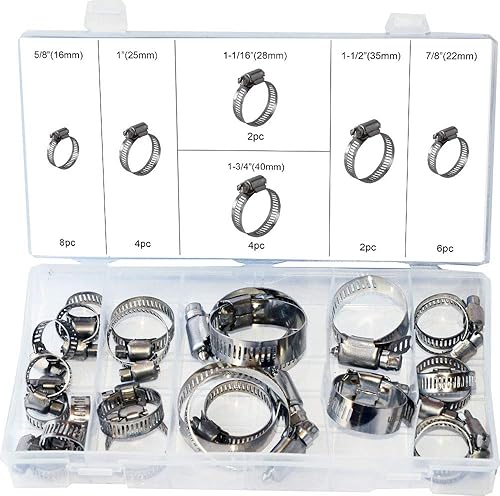 SWORDFISH Surtido de abrazaderas de manguera de acero inoxidable 31280 de 26 piezas