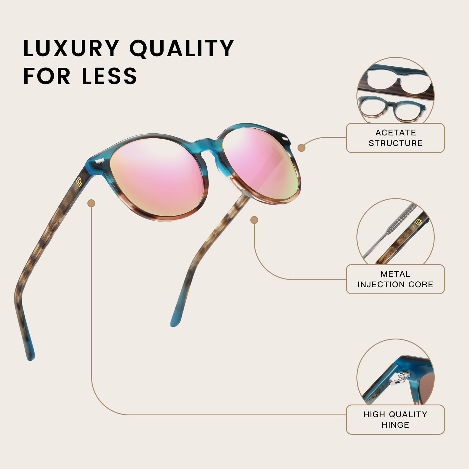Nevada - Unisex Retro Round Polarized Sunglasses