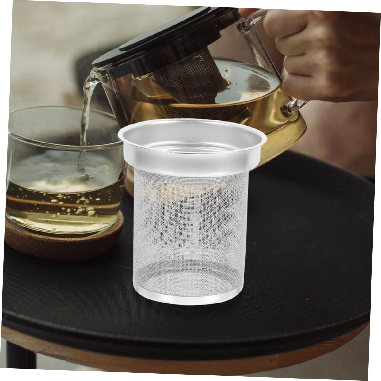 INOOMP Filtre à Thé Inox avec Maille Fine pour Théière Passoire Pratique pour Lâches et Infusions Accessoire Thé Maison et Bureau