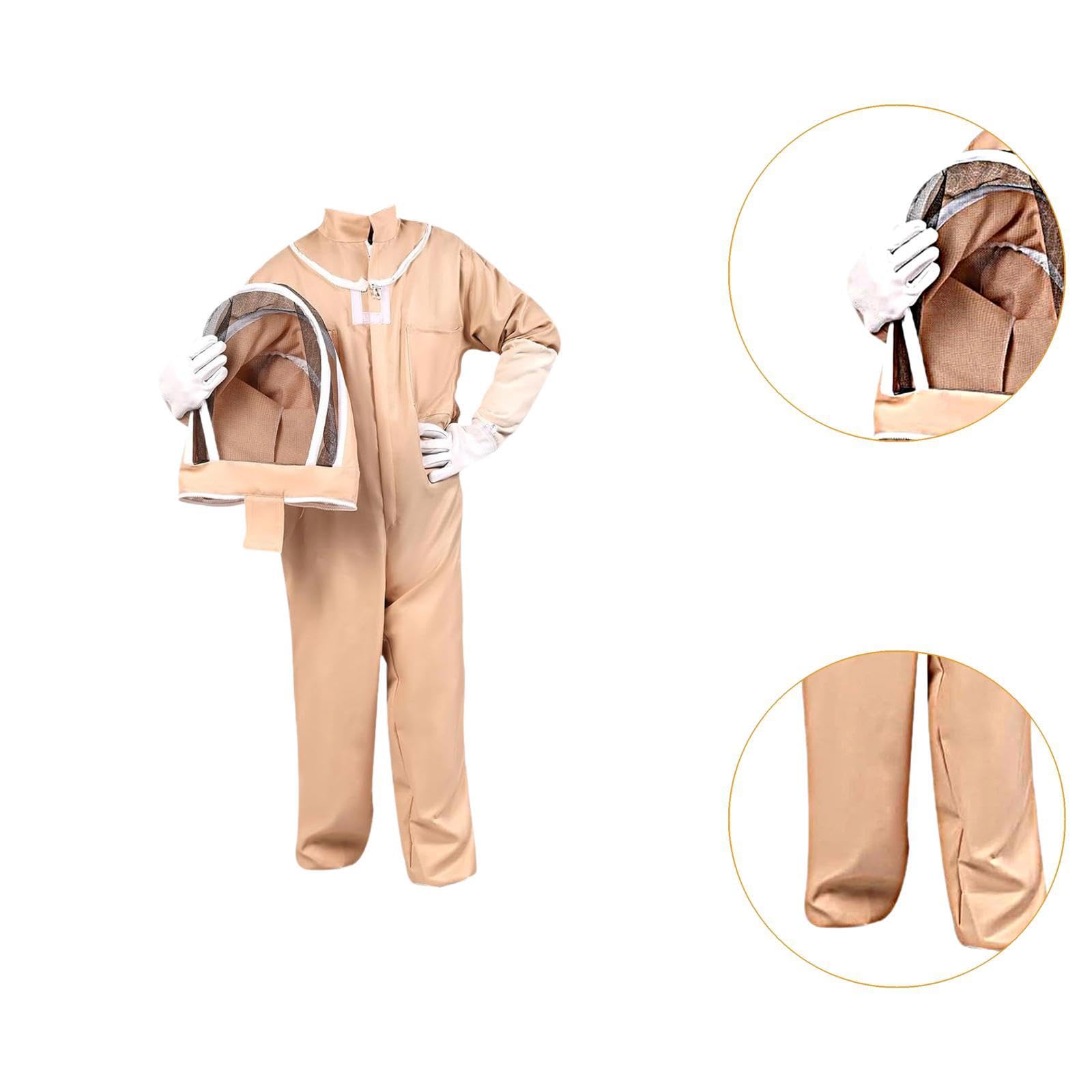 Oshhni Costume da Apicoltore con Guanti e Cappuccio ventilato, Tuta da Apicoltore in Cotone Traspirante, XL