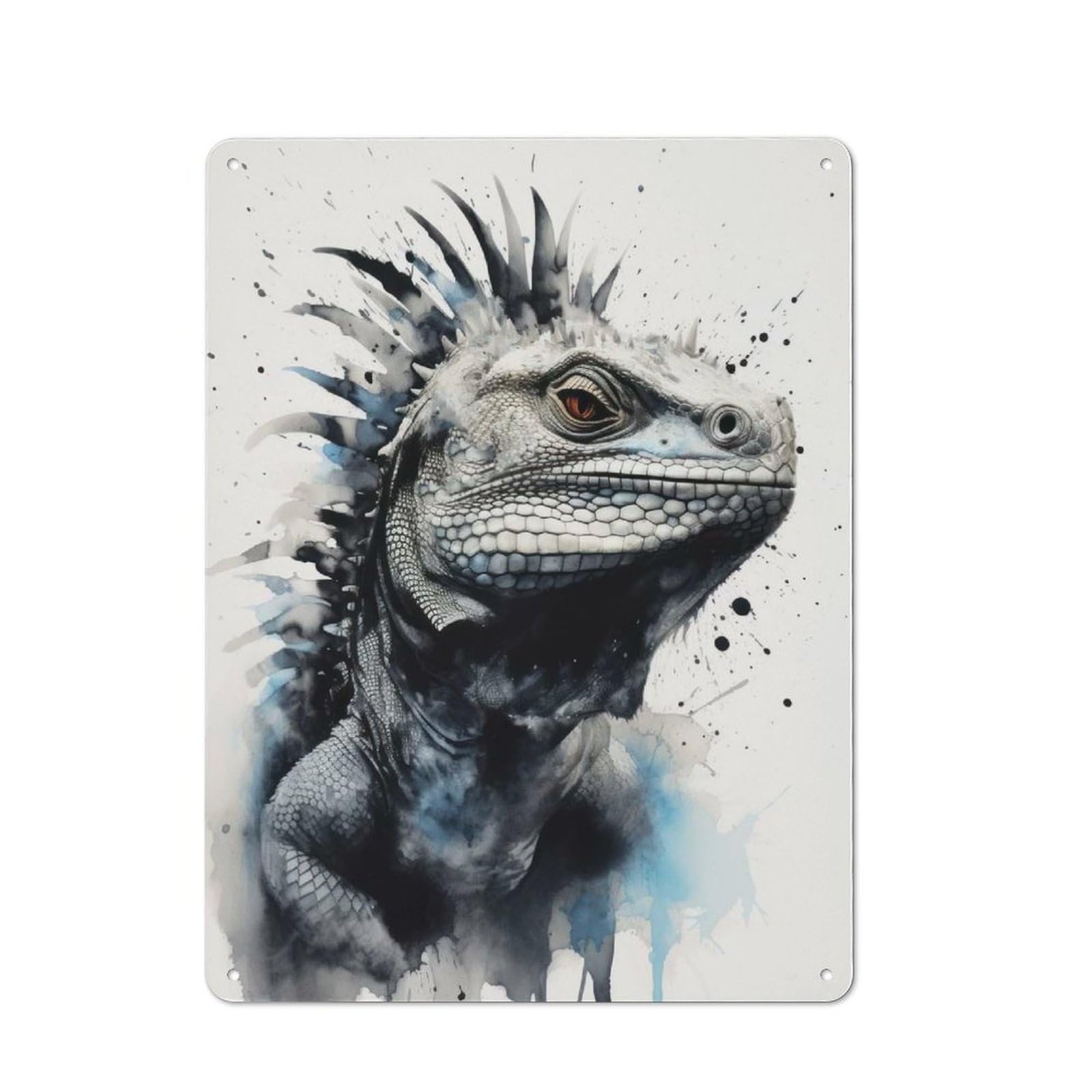 Junmoney Iguana Beauty Inked Lizard Retro-Style Metal Plaque 40X30cm For Garage Or Workshop, For Garage, Workshop And Man Cave Decoration