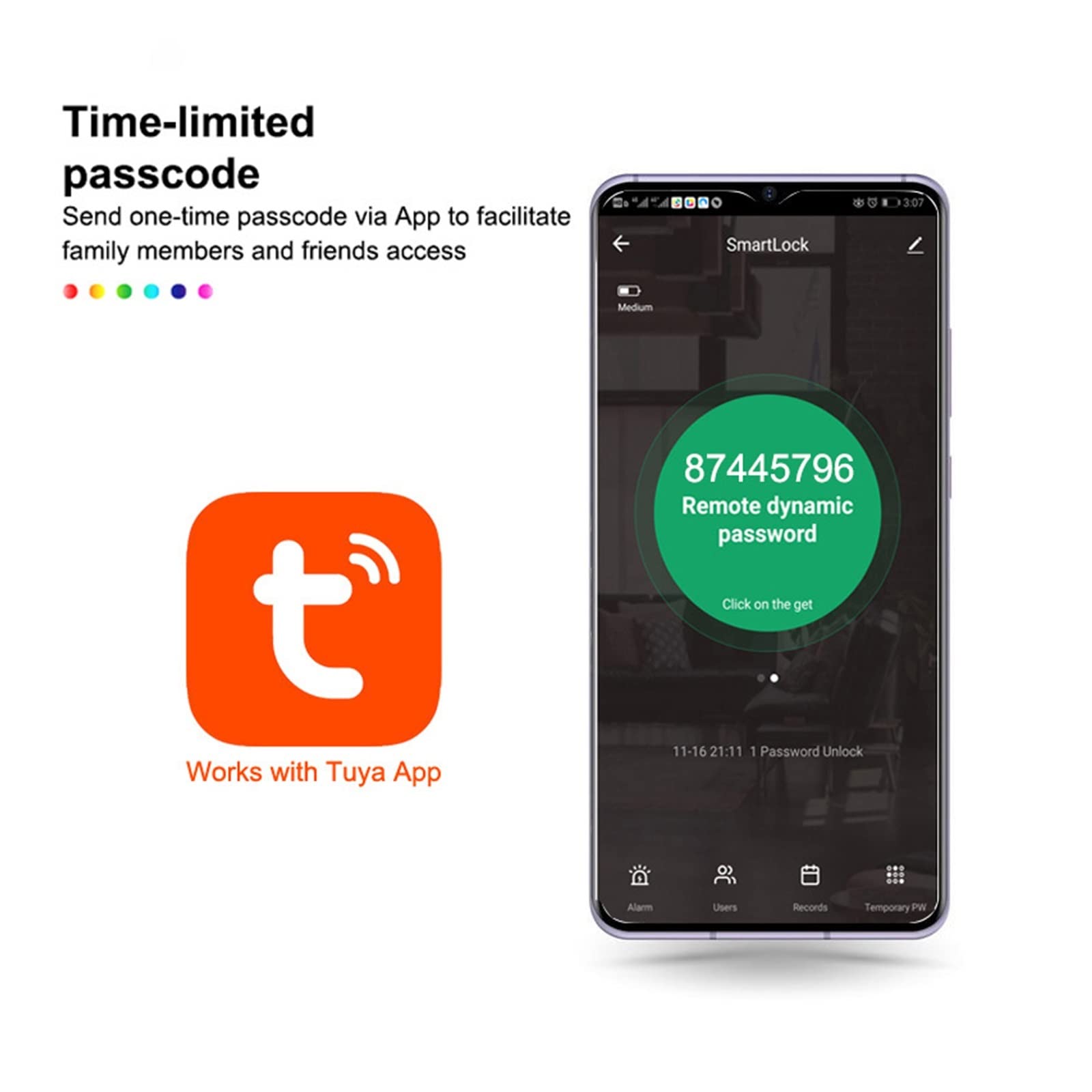 Serratura Smart, Serratura biometrica for impronte digitali K7 Pro Black Smart Lock App Tuya Password di sblocco remoto Serratura senza chiave Serratura elettronica ,Smart Lock Facile da Installare(20