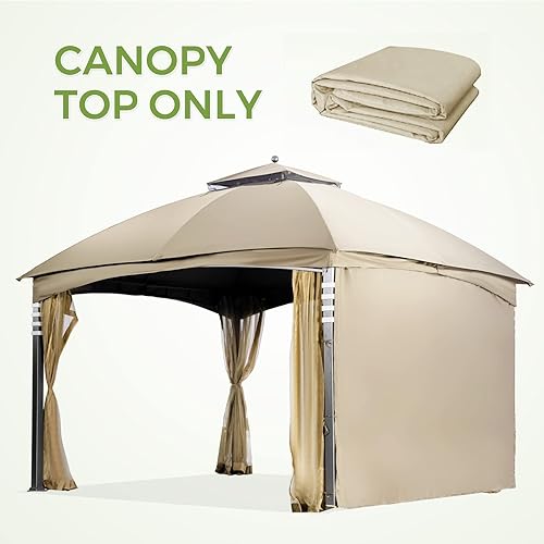 Miniatura 6 de Toldo de repuesto para cenador de 10 x 12 pulgadas, doble Teir de poliéster, cubierta superior suave, 10 x 12 pies, glorieta #GF-12S004B-1 (beige)