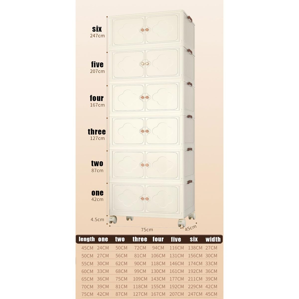 Scatole portaoggetti con coperchio, Armadio pieghevole ruote, senza montaggio, Cassetta in plastica for vestiti, giocattoli, camera da letto e cucina(Three)