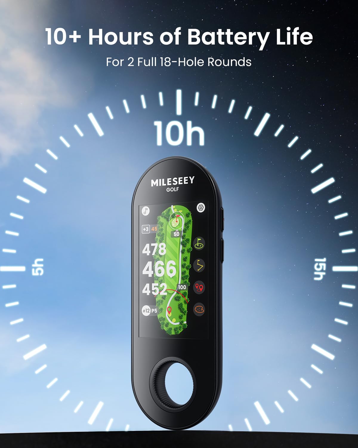 MILESEEY GeneSonic Go Hand-Golf-GPS-Entfernungsmesser, über 43000 vorinstallierte Golfplätze (kein Abonnement erforderlich), automatische Lochentfernungsmessung, Touchscreen, 10 Stunden Akkulaufzeit