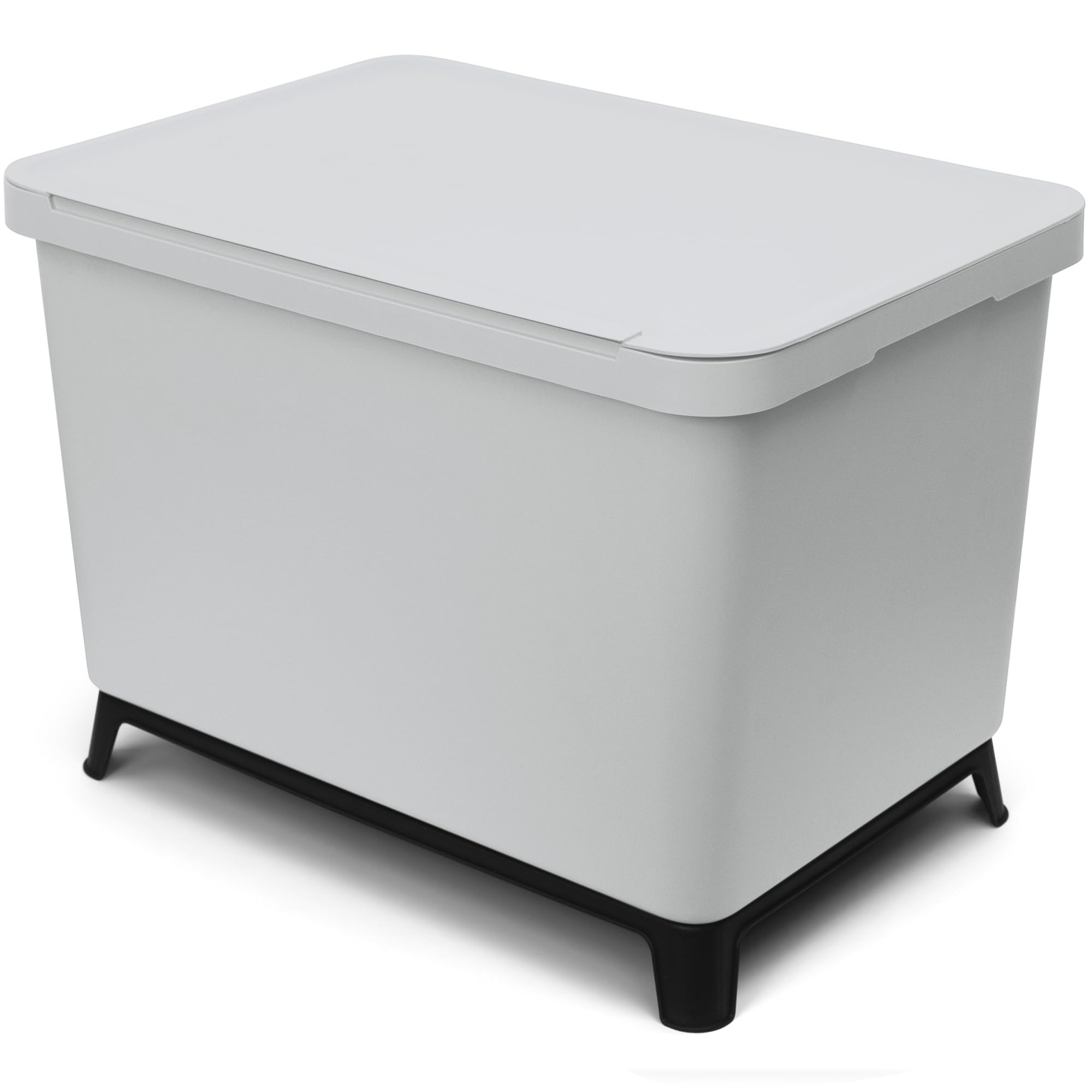 YourCasa® Cubo de basura con 4 compartimentos [40 L] en diseño exclusivo sistema de separación de basura, cubo de basura para cocina con 4 cubos extraíbles de 10 l (gris claro, 40 litros)