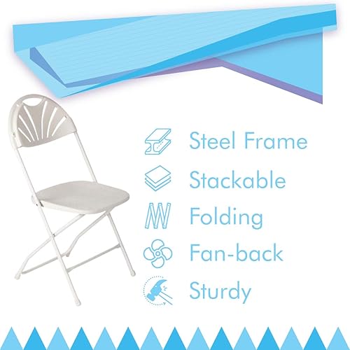 Miniatura 5 de EventStable TitanPRO - Sillas plegables de plástico para comedor con marco de acero de calibre 18 - Sillas apilables de grado comercial para