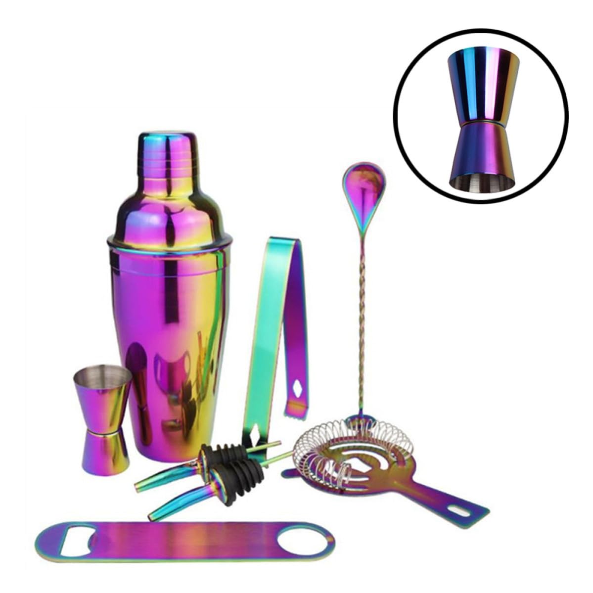 SOLUSTRE Juego de Coctelera de Acero Inoxidable Incluye Herramientas Resistentes y Sello 750ml 8 Piezas, Kit Profesional para Bartenders para Fiestas y Bares