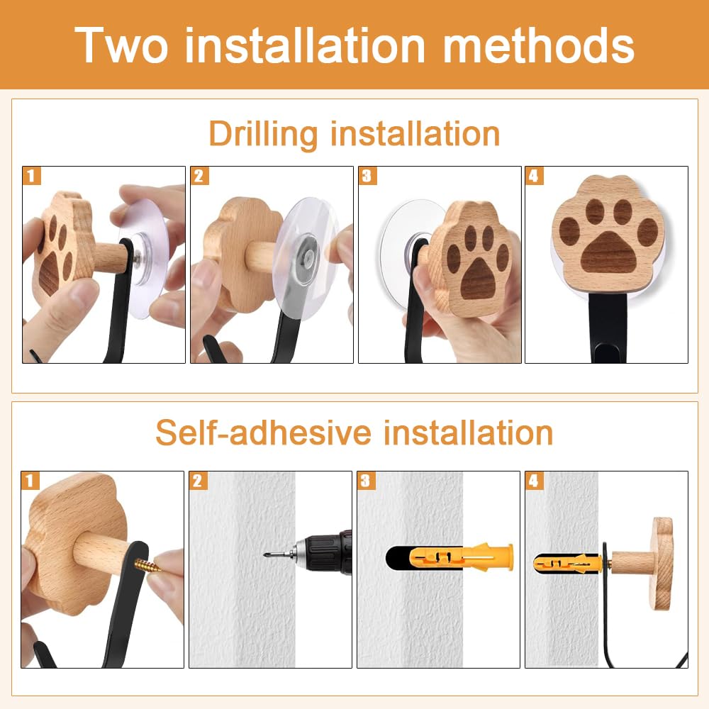 7 Ganchos de Pared para Infantil de Madera, Gancho de Pared Autoadhesivo Infantil con Forma de Animal, Perchero Infantil, Colgador de Pared, Colgador de Pared de Madera para Habitación, Baño