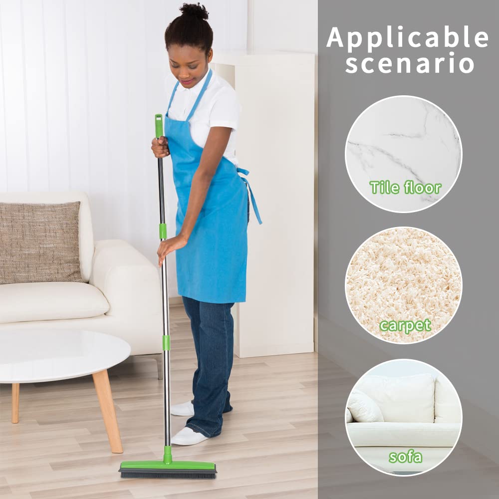 Balai Manche Long Avec Brosse Biseautée - Pour Coins Et Sous Meubles - Acier Inoxydable Et Plastique - Nettoyage Intérieur/extérieur - 2