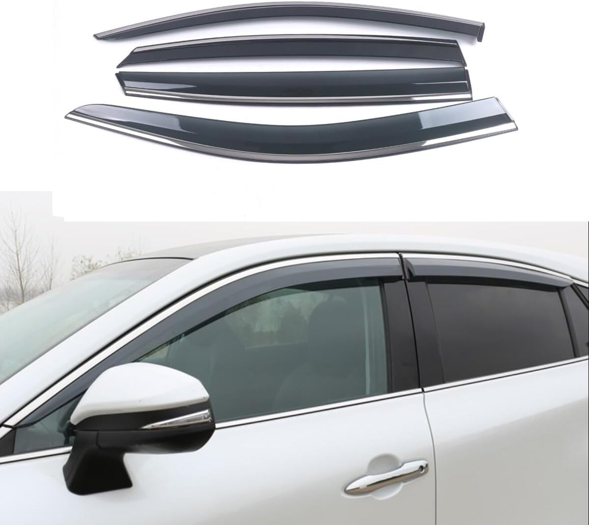 Car Window Door Visor Weathershield Weather Shield Side Vent Window Rain Guards Compatible for Lincoln Nautilus 2024-2025-2026