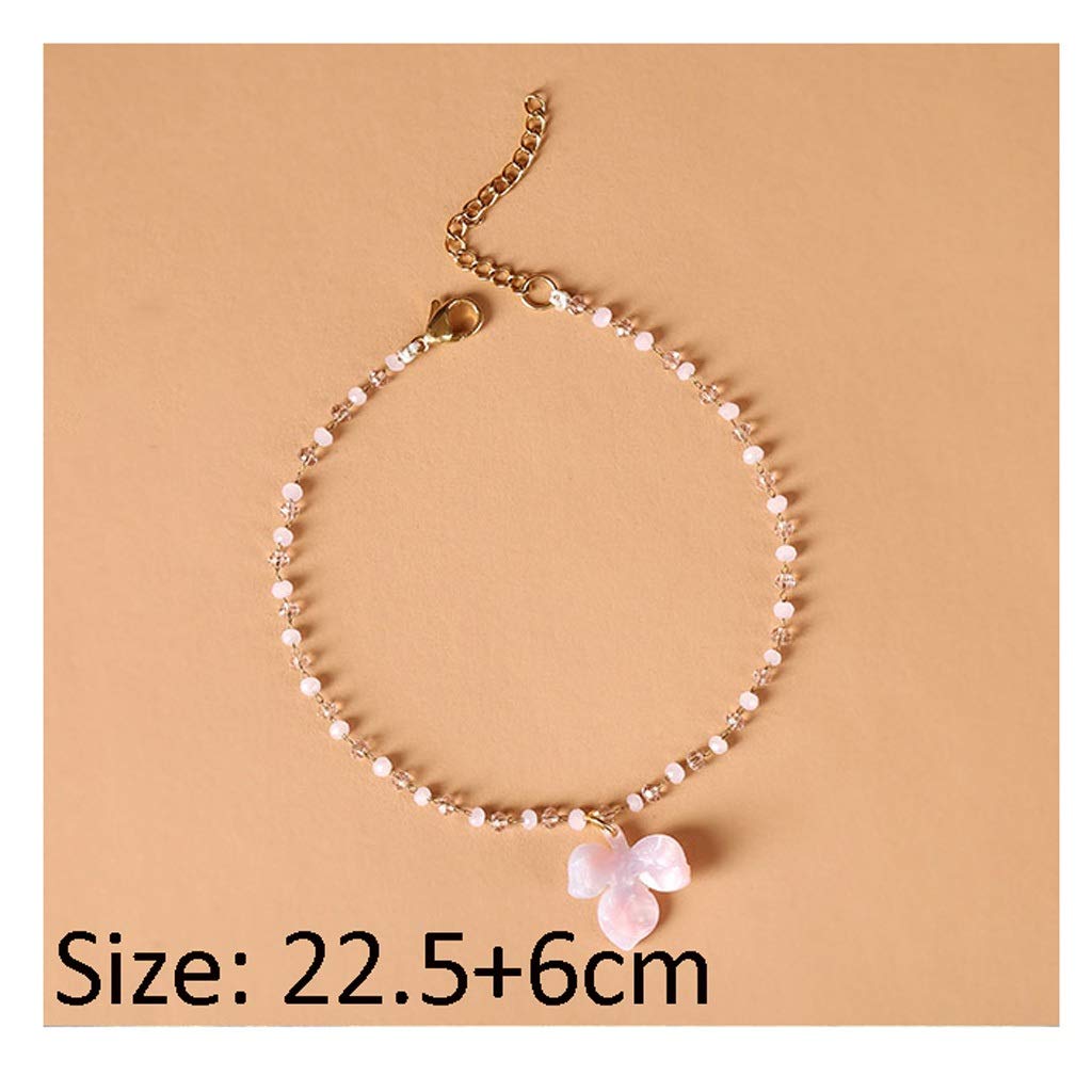 Tobilleras Exquisitas Tobilleras para Damas Retro Peach Blossom Pink Tobillo Pulsera Summer Crystal Foot Jewelry (Adecuado para A para Damas) Tobilleras para Mujeres