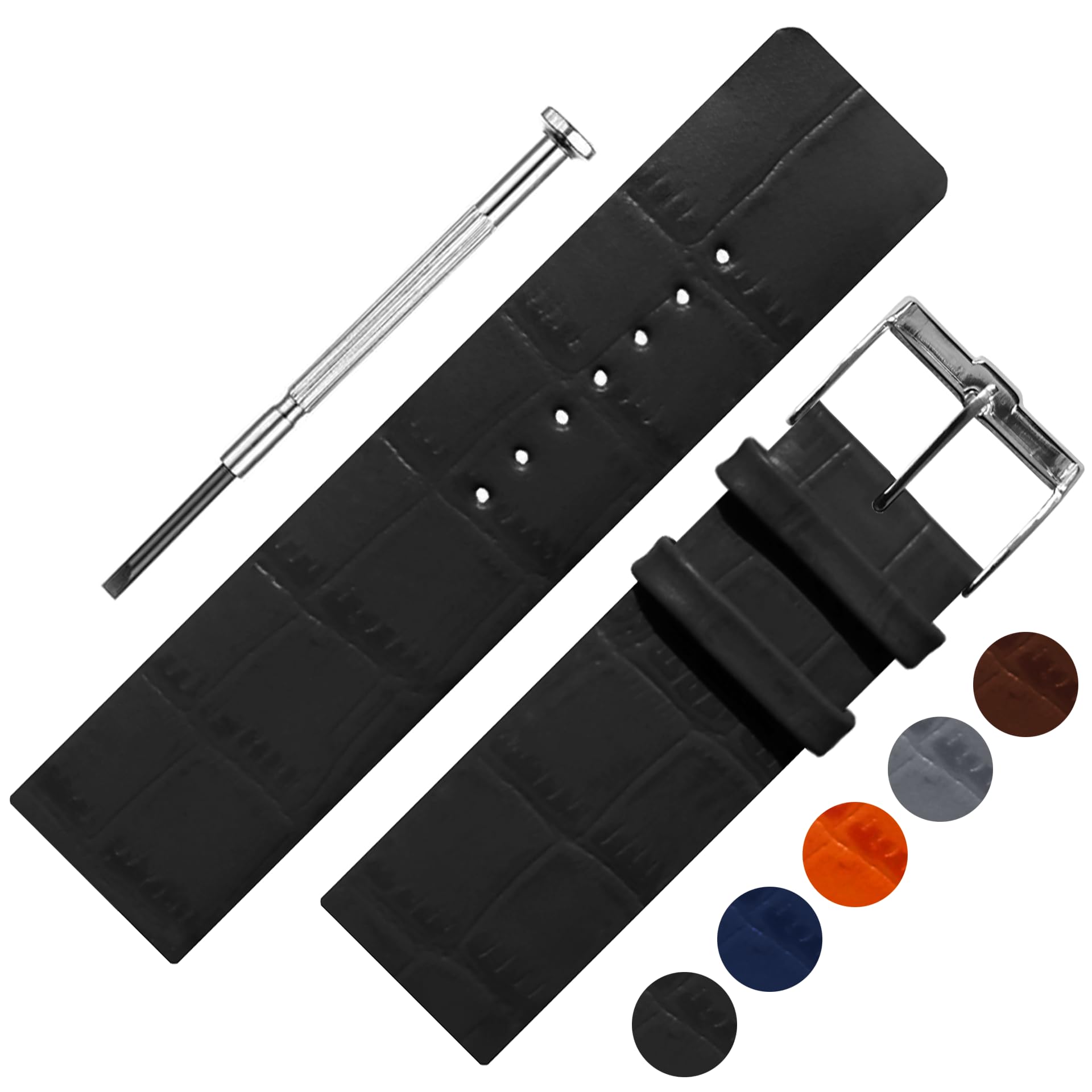 DBLACK ''TNDS1'' Slim Genuine Leather Watch Strap, Bamboo Design Pattern, Thin Watch Belt // Specially Designed for TITAN Edge Slim Watches, For 18mm, 22mm, or 22mm Watch Band (Choose Your Size & Color)