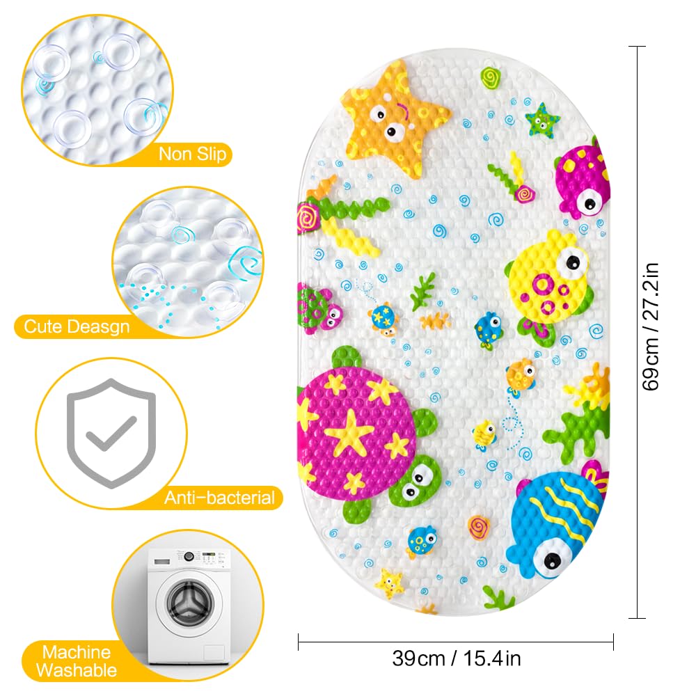 Tappetino Da Bagno Antiscivolo Per Bambini - Motivo Vita Marina, 39x69 Cm, Con Ventose - Foto 4