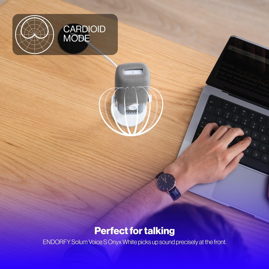 ENDORFY Solum Voice S Onyx White, Gaming Micrófono PC, Podcast Micrófono, Streaming Micrófono, Iluminación RGB, Micrófono USB Plug & Play, Botón Tap-to-Mute, Regulador Gain, Cardioide EY1B015