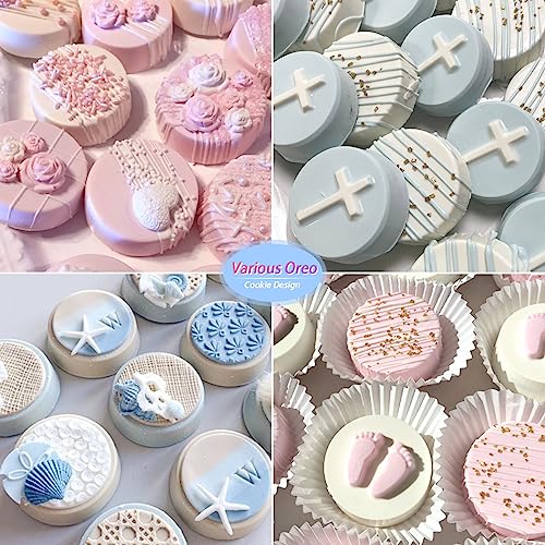 Image of Sakolla 3 Pcs Round Chocolate Cookie Molds, 12-Cavity Cylinder Silicone Molds for Chocolate, Cake, Candy, Pudding, Mini Soap (2 Rose Red+1 Blue)