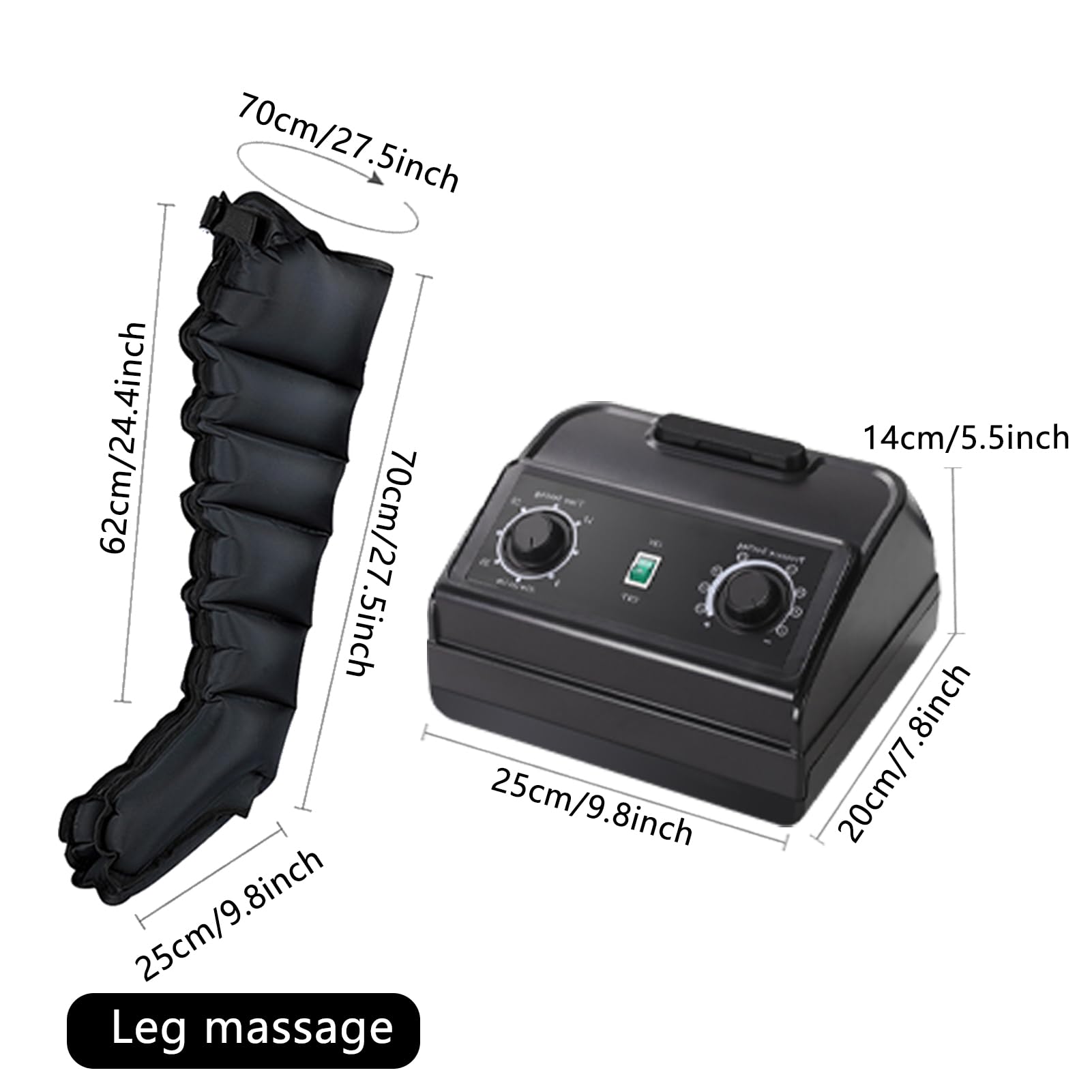 Massaggiatore elettrico per gambe a compressione d'aria, fascia massaggiante per piedi, caviglie e polpacci, stivali per pressoterapia per vita e gambe, linfedema, circolazione e gonfiore (6 cavi