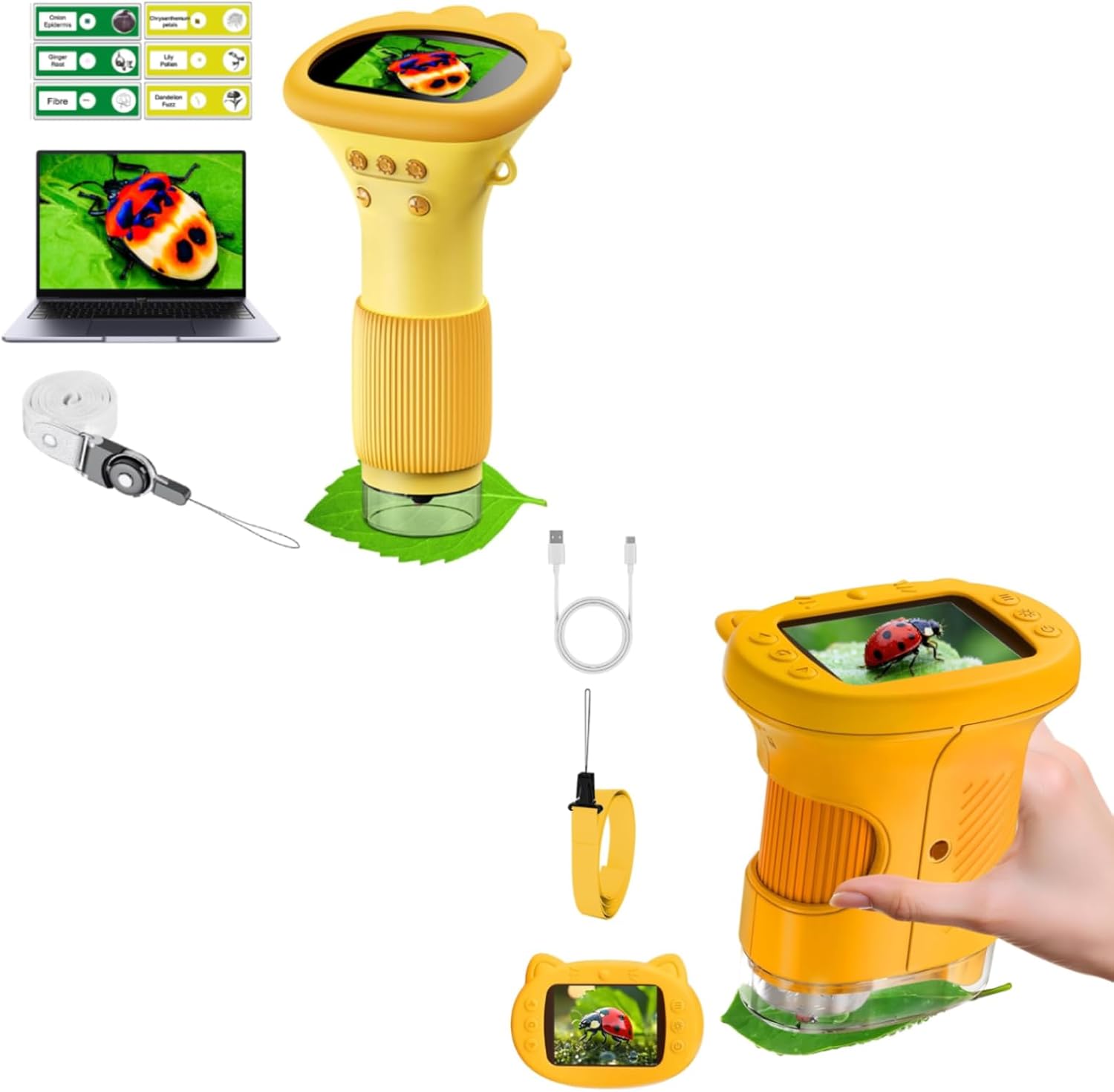 Kids Microscope Pocket Microscope - Portable Microscope for Kid | Photo and Video Mini Microscopes | Digital Little Scientist Microscopes for 3-10 Age Years Old Boys Girls Toys Gifts