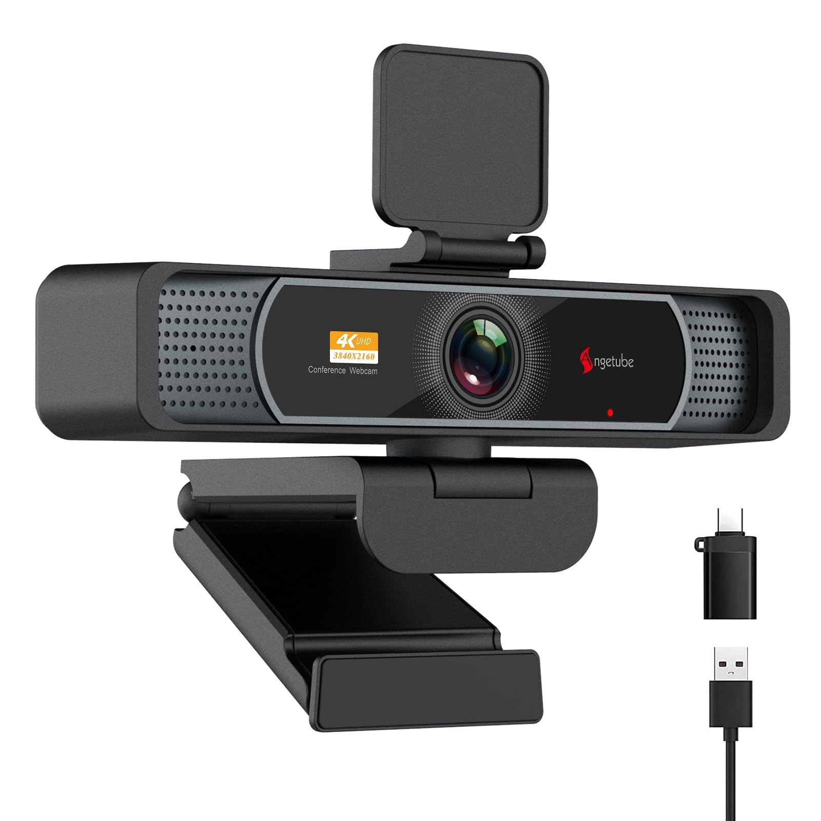Angetube Webcam 4K,Caméra PC Grand Angle 120° pour Conférences et Streaming