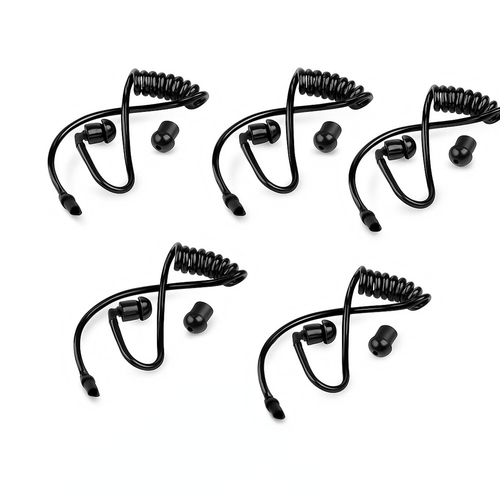 Coiled Acoustic Tube for Two Way Radio, 5 Pieces Flexible Surveillance Headset Walkie Talkie Earpiece with Ear Tips