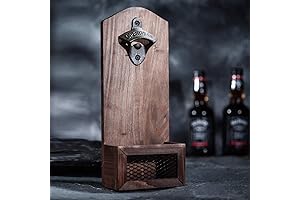 Vintage Wooden Wall-Mounted Beer Bottle Opener with Cap Catcher