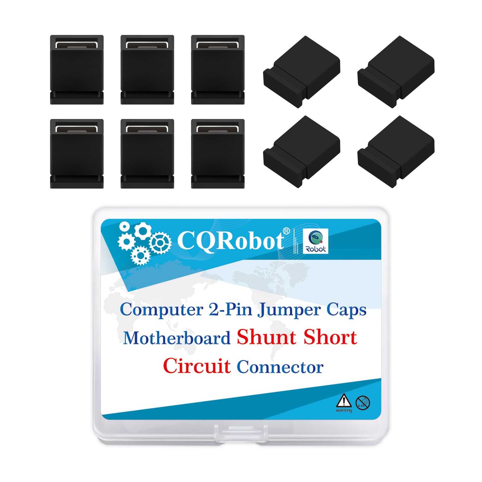 CQRobot 200 Pieces Black Standard Computer Jumper Caps Header Pin Shunt Short Circuit 2P Connector Close Top 2.0mm. for Arduino Raspberry Pi PCB PC DVD HDD Motherboard Shorting and Other Project.