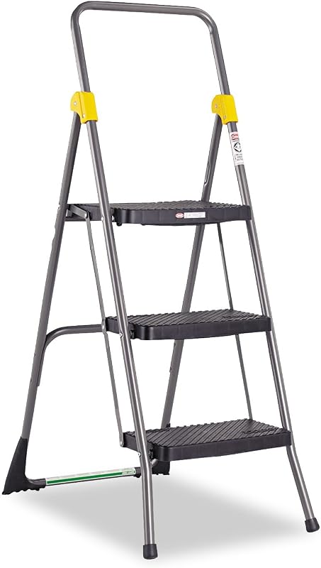 11839GGO Commercial 3-Step Folding Stool, 300lb Cap, 20 1/2w x 32 5/8d x 52 1/8h, Gray