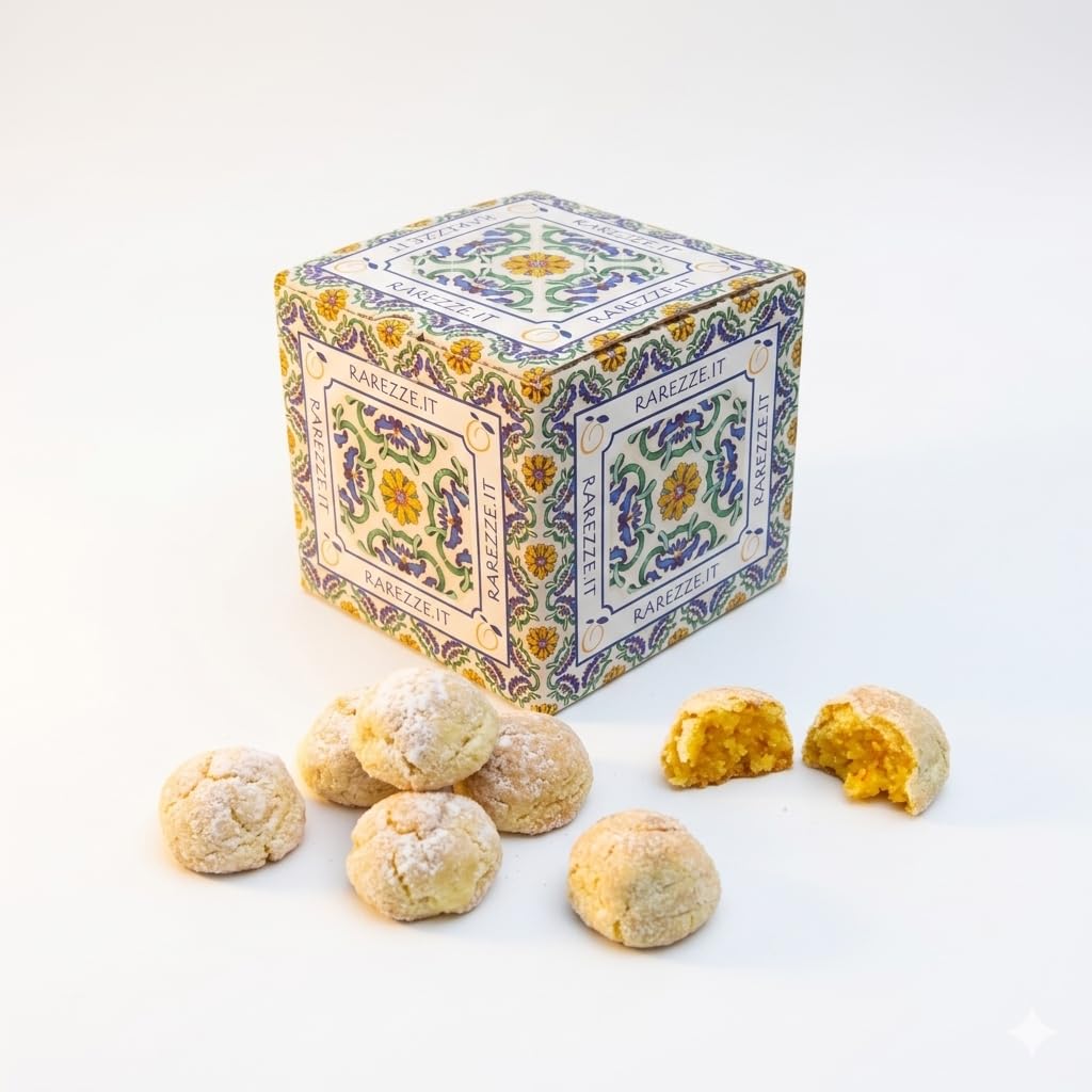 RAREZZE | Biscotti di Pasta di Mandorla Siciliana al MANDARINO | Deliziosa confezione regalo (kg.1) | Dolci tipici di Sicilia | Preparazione artigianale | Spediti appena sfornati !