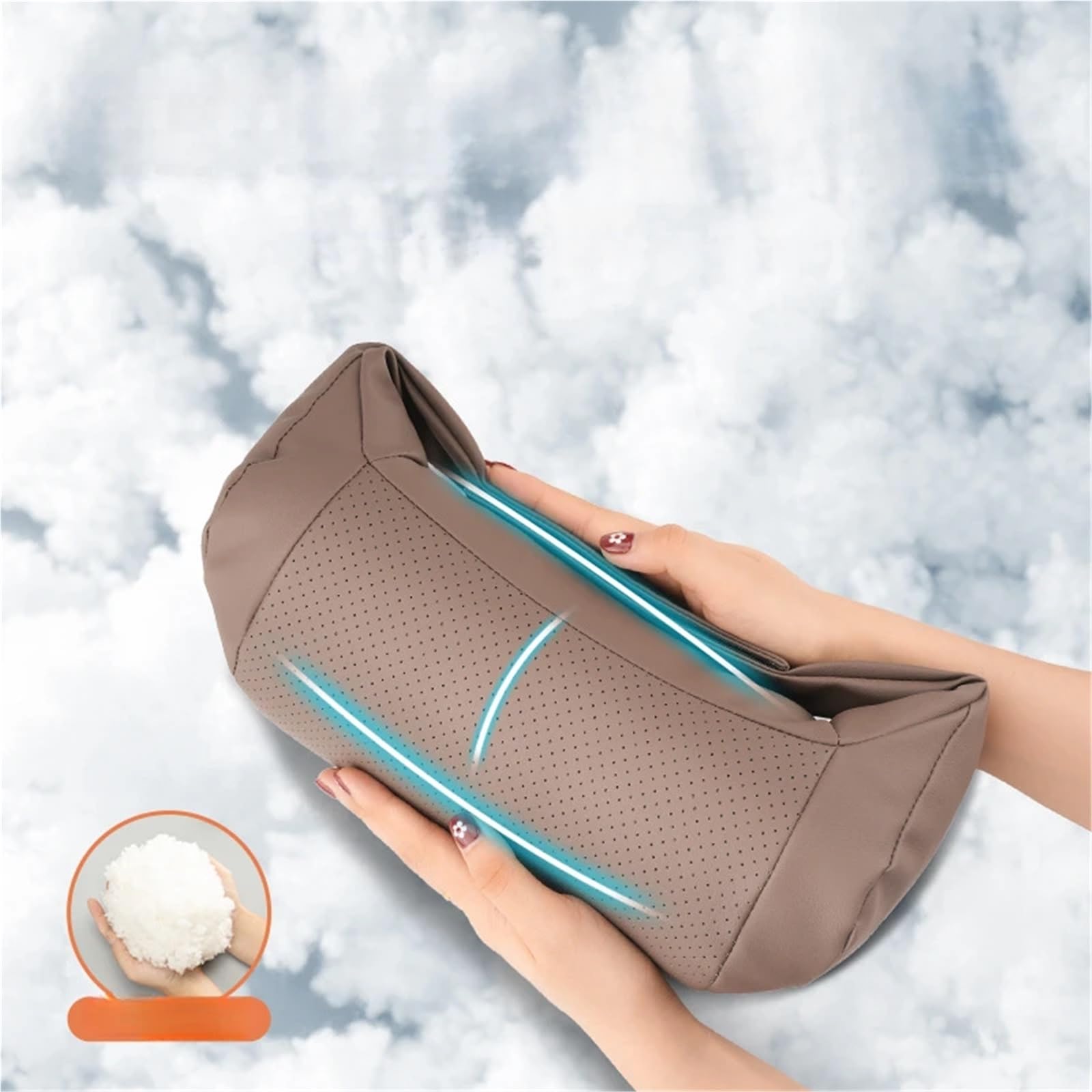 Car Pillow Almohada Cuero Soporte Cuello Coche Cojín Reposacabezas Asiento Coche Algodón PP Funda Protectora Universal Cabeza Interior Lumbar Supports Cushion(A1)