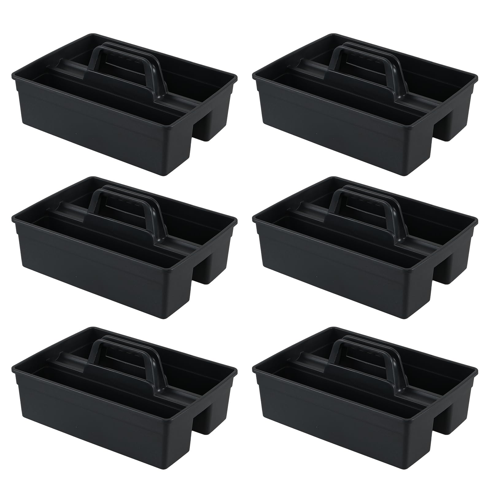 Readsky 6 Packs Plastic Cleaning Storage Caddy with Handle 3-Compartment Cleaning Caddy Nestable