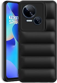 Plus Puffer Case Camera Protection Soft Back Cover for Tecno Spark 10 5G - Black Price In India