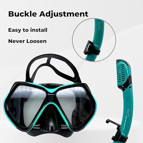 Miniatura 8 de Juego de máscara de esnórquel, equipo de esnórquel de tamaño de viaje para adultos con vista panorámica, máscara antivaho, esnórquel superior seco y