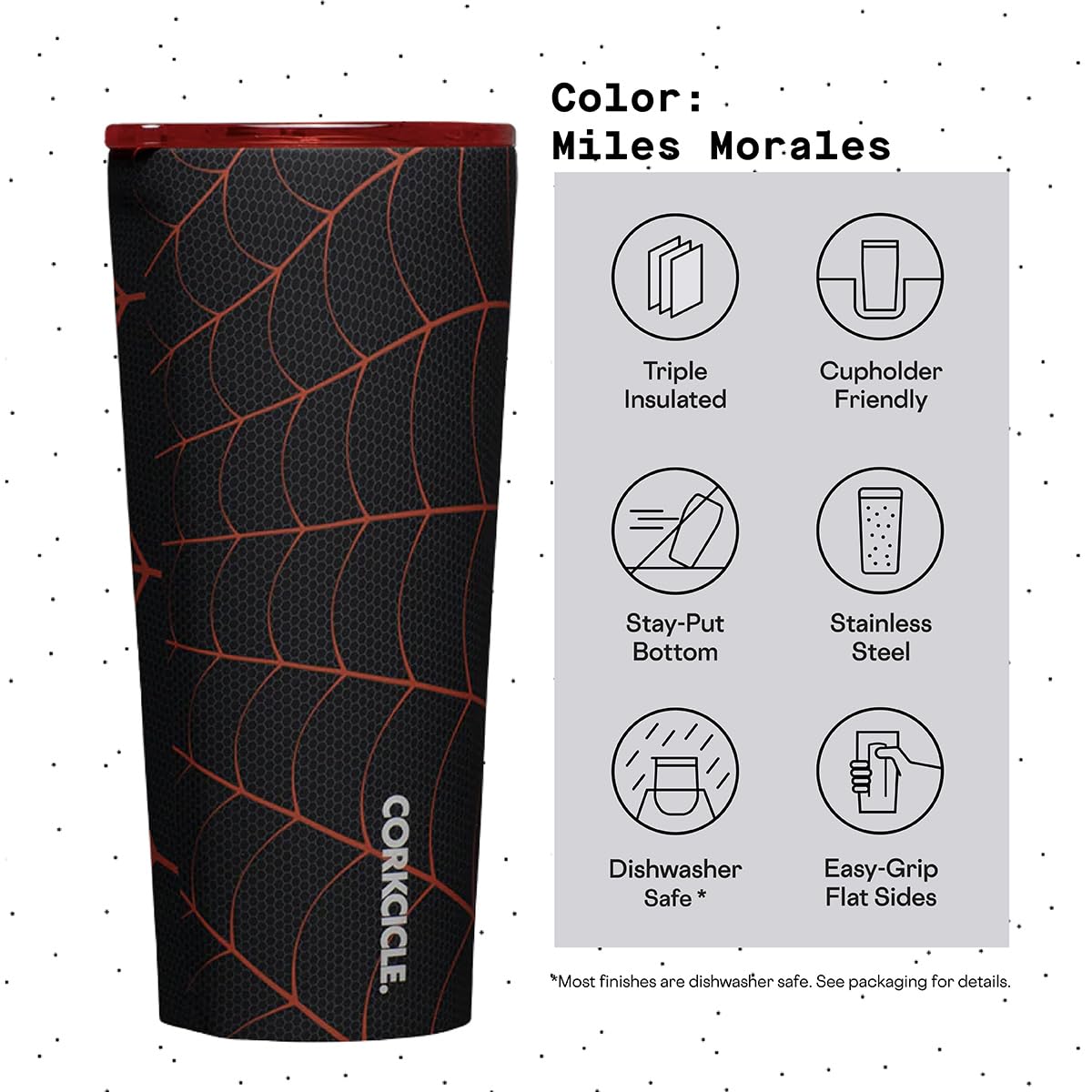 Corkcicle Gobelet isotherme avec couvercle, 710 ml, Marvel Miles Morales