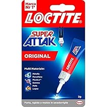 Loctite Super Attak Original, colla liquida trasparente con tripla resistenza e istantanea, colla resistente per gomma, metallo, ceramica, legno, cuoio, pelle, 1x3g