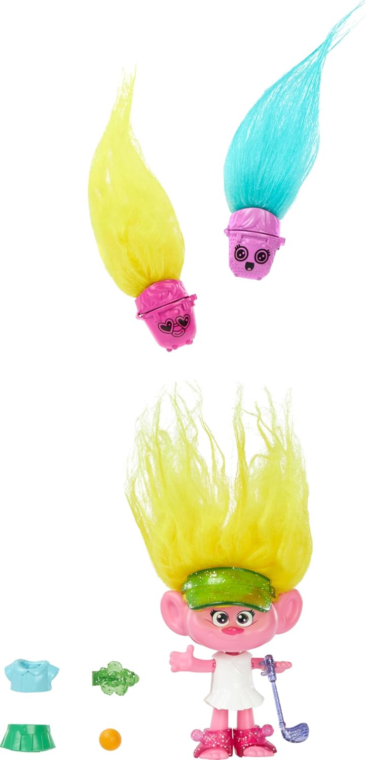 Mattel DreamWorks Trolls Band Together Hair Pops Small Doll, Viva with Removable Clothes & 3 Surprise Accessories