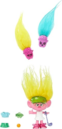 Mattel DreamWorks Trolls Band Together Hair Pops - Muñeca pequeña, Viva con ropa extraíble y 3 accesorios sorpresa