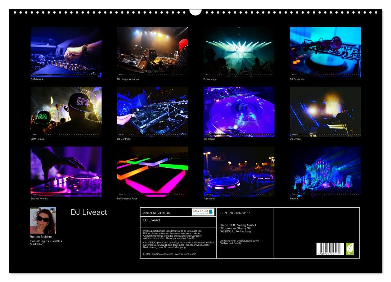 CALVENDO - DJ Liveact (Wandkalender 2027 DIN A2 quer), Monatskalender: Atmosphärische Aufnahmen von Dance Clubs, Festivals und DJ-Equipment
