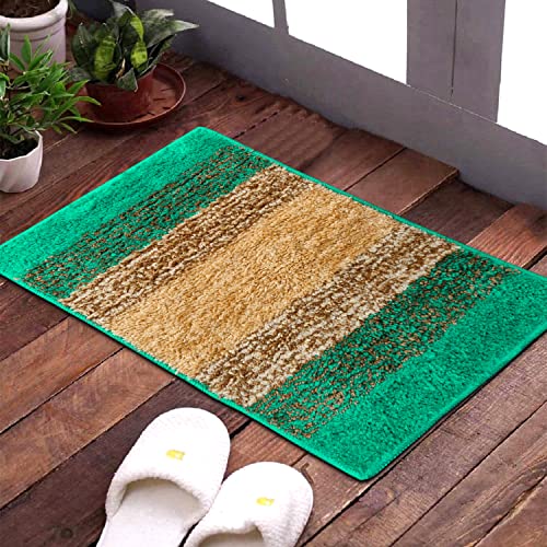 Image of Kuber Industries Soft Shaggy Door Mat|Super Absorbent Cotton Floor Mat for Shoe Scraper & Indoor and Outdoor,Pack of 2 (Green)