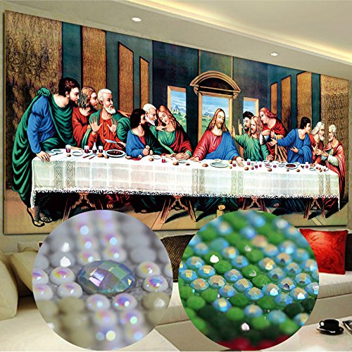 Faraway The Last Supper Jesus Full Round Diamond Painting Diy 5D Christian Religious Mosaic Kits Rhinestone Painting For Wall Decor 104X50 Cm #TOP5