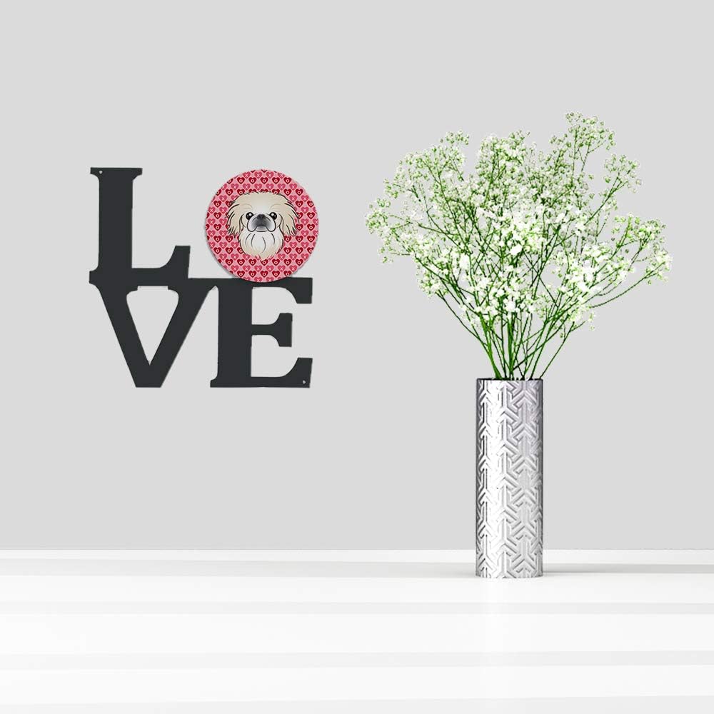 Caroline's Treasures BB5291WALV Pekingese Metal Wall Artwork Love Indoor Outdoor Art Decor Patio, Bathroom, Kitchen Colorful Aluminum and Black Steel Sculpture