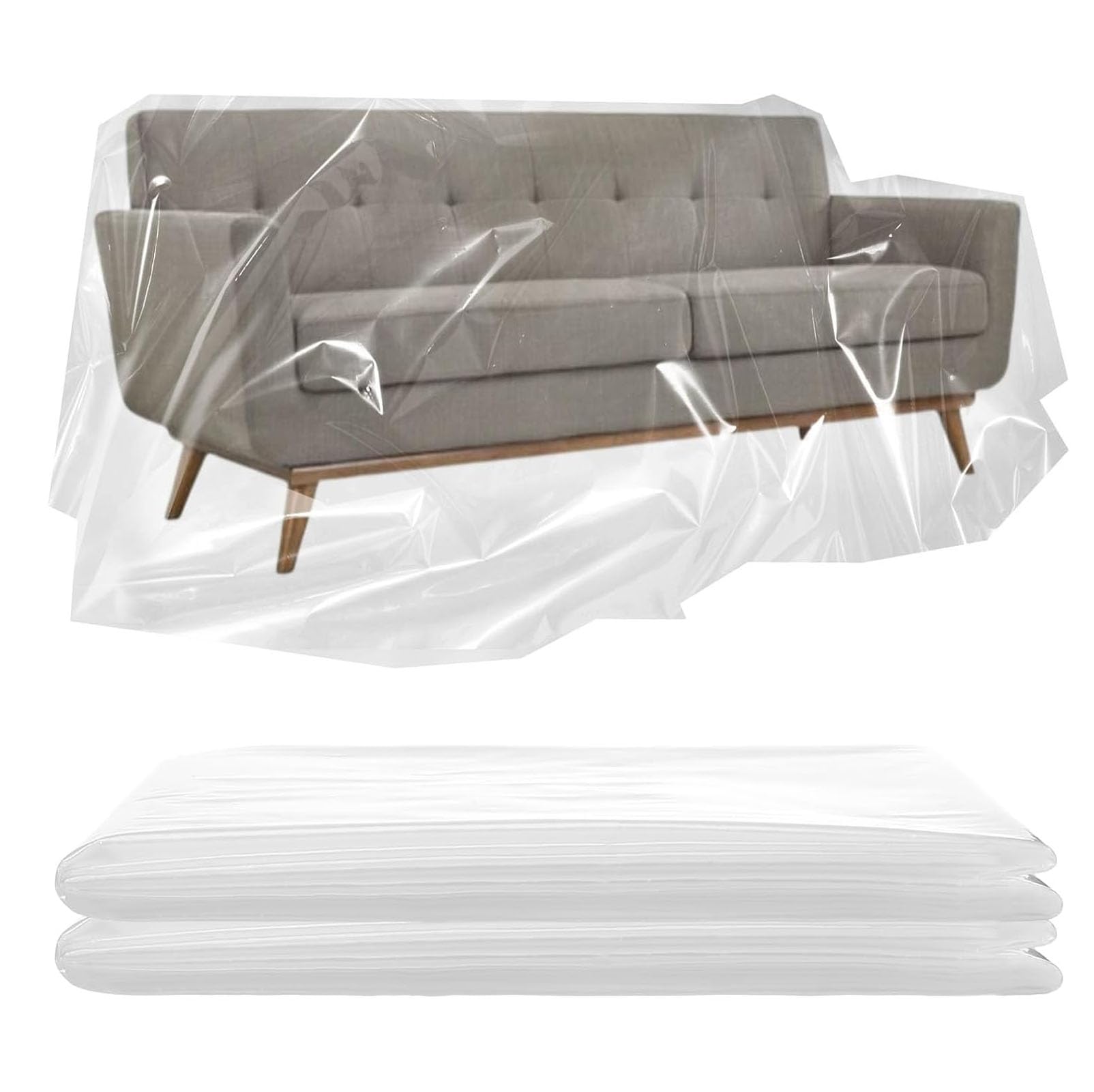 2Pcs 240*240cm Funda Muebles Plástico, Fundas Transparente Antipolvo, Protector Sofá Impermeables, Cubierta Extra Grandes Resistente, Protección Cubrir Película, Láminas Almacenamiento Móvil