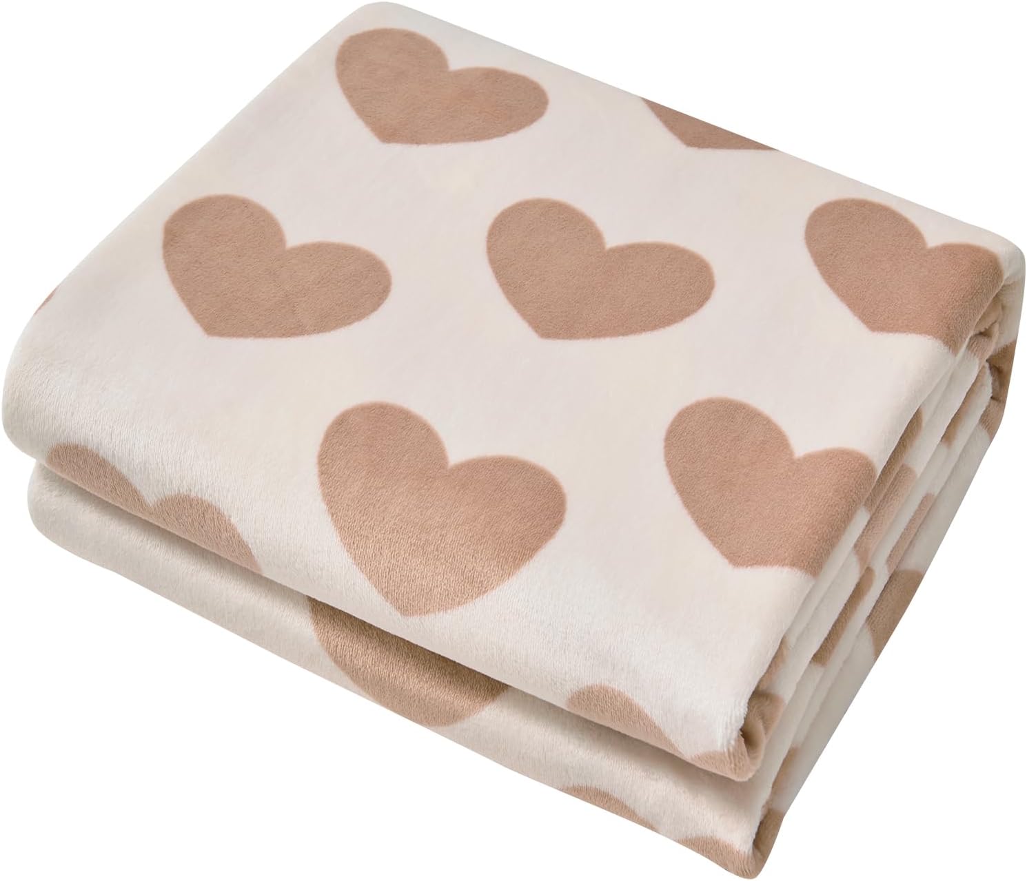 FY FIBER HOUSE Heart Blanket Valentines Day Blanket Gift for Women Men Girls Soft Cozy Fannel Throw Blankets for Lover All Season Use, 50x60 Inches, Khaki - Image 7