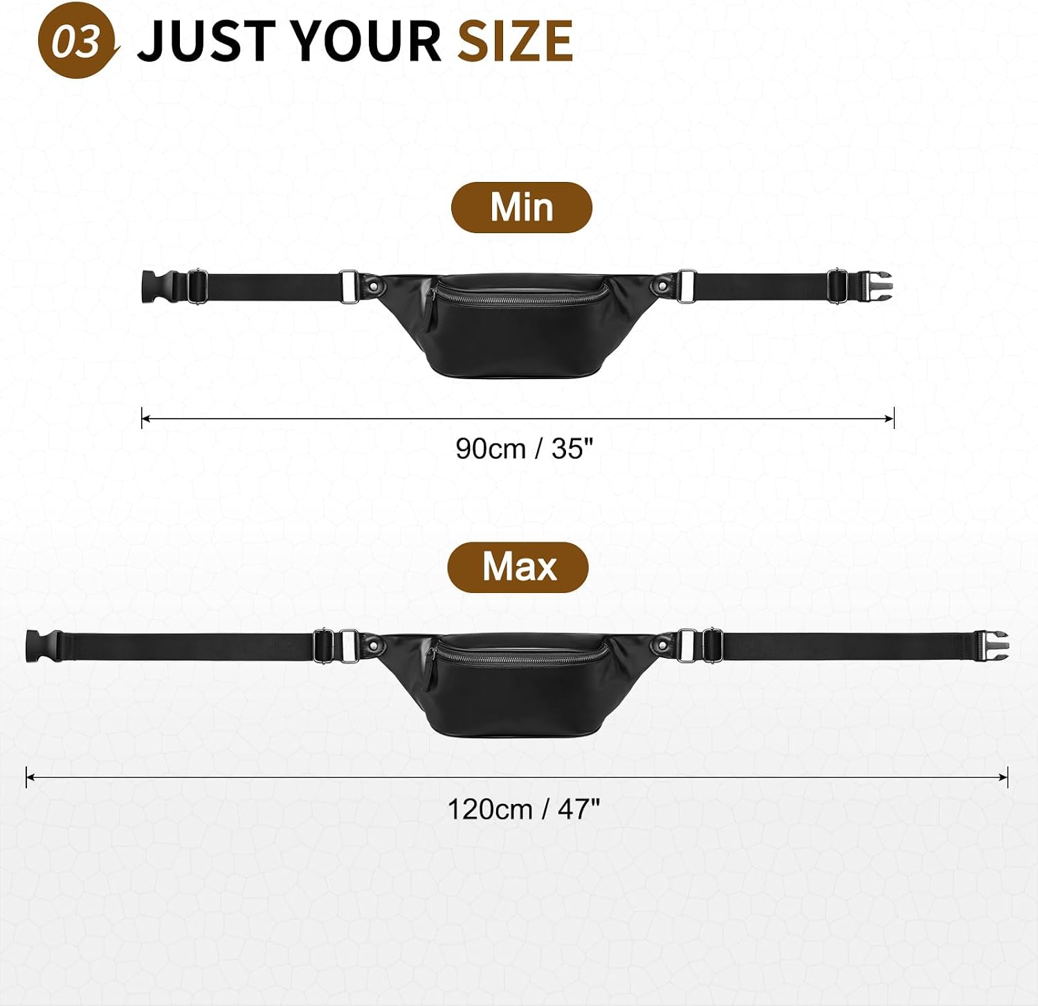 Faux Leather Belt Bag for Women Back Zipper Pocket Black image 5