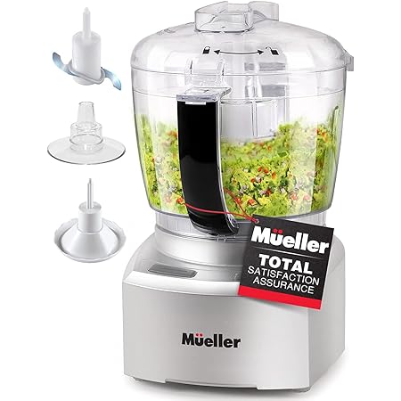 Mueller Ultra Prep Food Processor Chopper for Dicing, Grinding, Whipping and Pureeing – Mini Food Chopper Electric for Vegetables, Meat, Grains, Nuts and Whisk for Eggs and Cream