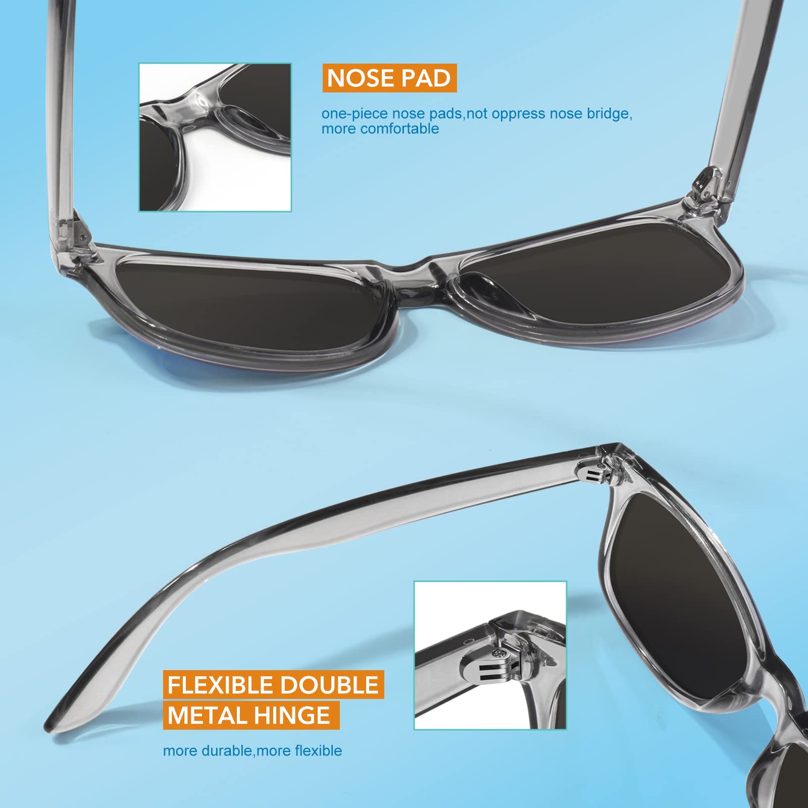 LINVO Occhiali da Sole da Uomo Donna Polarizzati Guida Protezione 100% UV400 Retrò Anni '80 Design