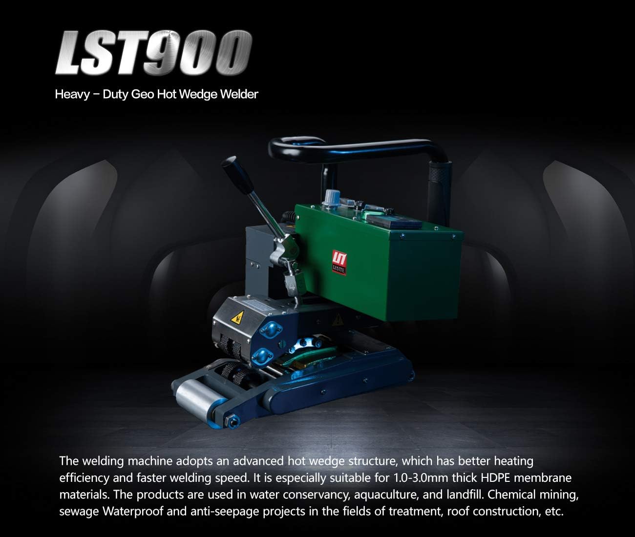 Geomembrane HDPE Welding Machine Hot Wedge Welder 1800W Overlap Welding Tool for 1.0-3.0mm Liner Lesite (230V/1800W)