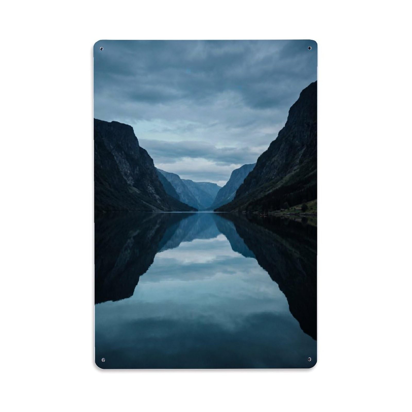 Norwegian Fjord Office Seascape Metal Tin Sign Plaque Wall Decor for Cafe, Club Bar, Office, Home Garden Metal Poster 8x12Inch