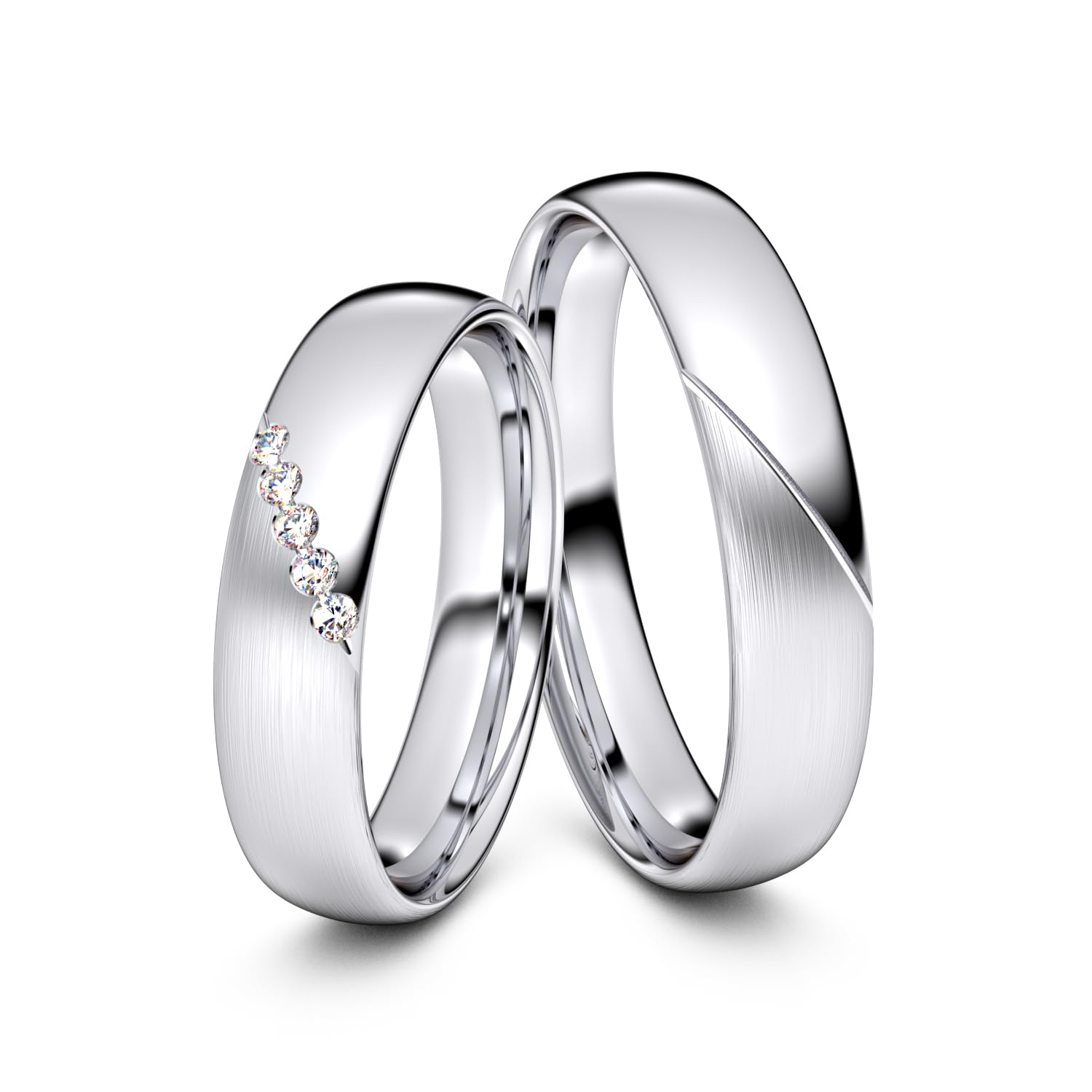 Partnerringe für Sie und Ihn - Silber Partner Ringe mit Gravur & Zirkonia - Paar-Ringe, Eheringe, Verlobungsringe - Geschenk für Valentinstag, Jahrestag - Modell TR230